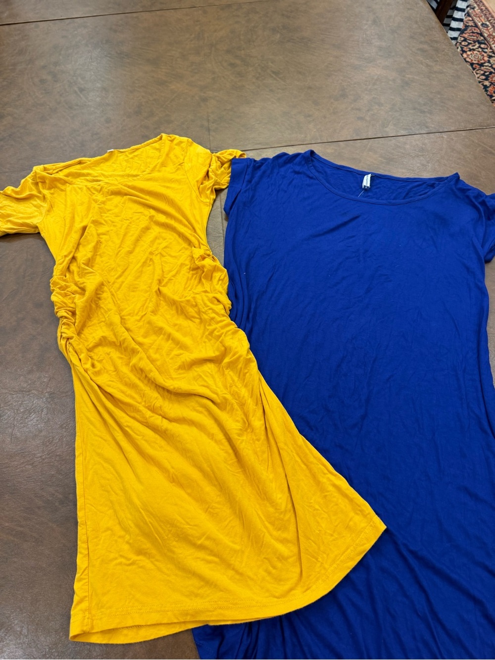 Yellow Short-Sleeve Dress & Royal Blue Short-Sleeve Dress Duo Maternity Small